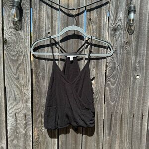 American Eagle Black Racerback Wrap Front Cami/ Tank top hip length xxs